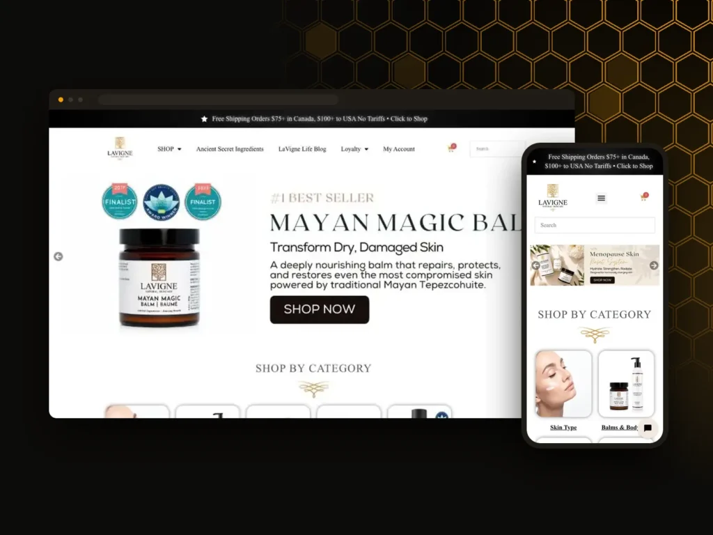 LaVigne Natural Skincare store on desktop and mobile